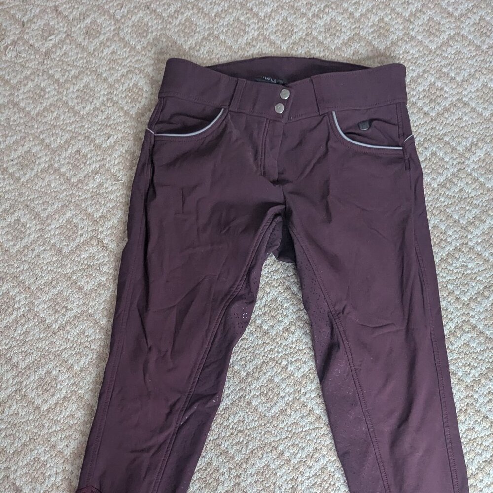 Horze Burgundy Silicone Full Seat Breeches, 28